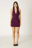 Amara Plum Halter Bodycon Mini Dress