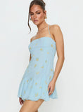 Delamere Mini Dress Pastel Blue Floral