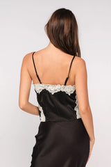 Lucy Black and White Lace Satin Cami Top