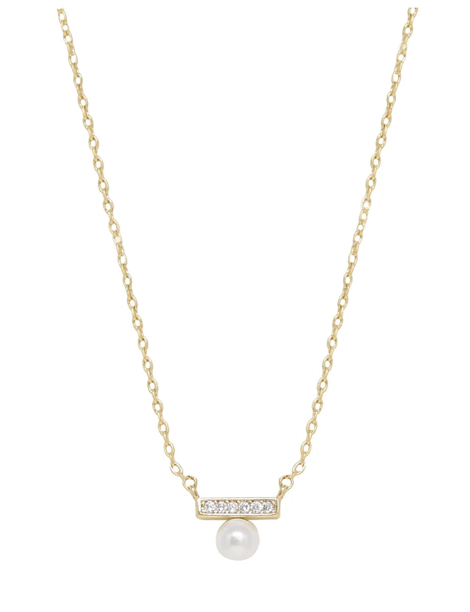 Ettika Pearl and Crystal 18K Gold Plated Pendant Necklace