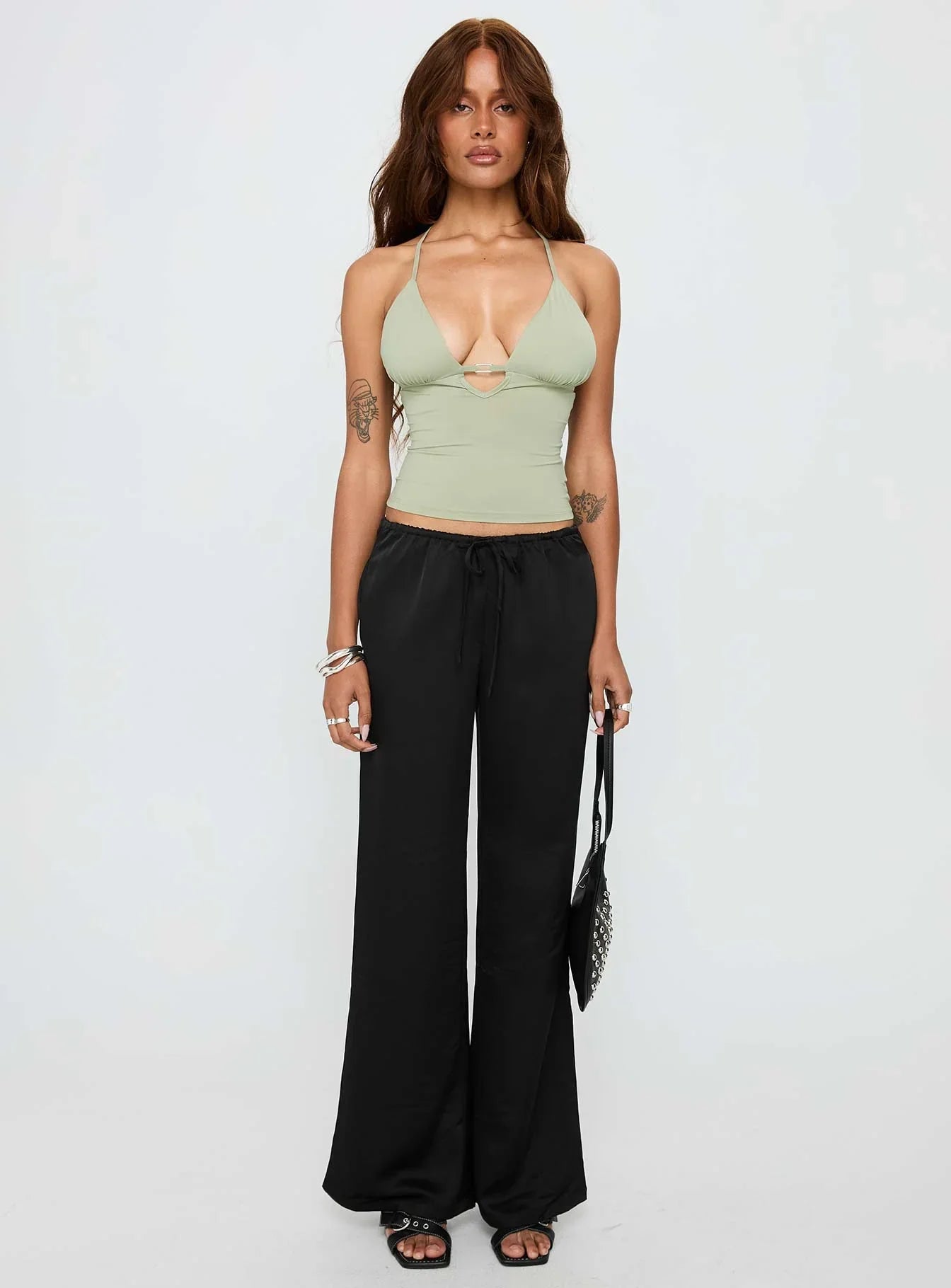 Norwalk Plunge Neck Top Sage