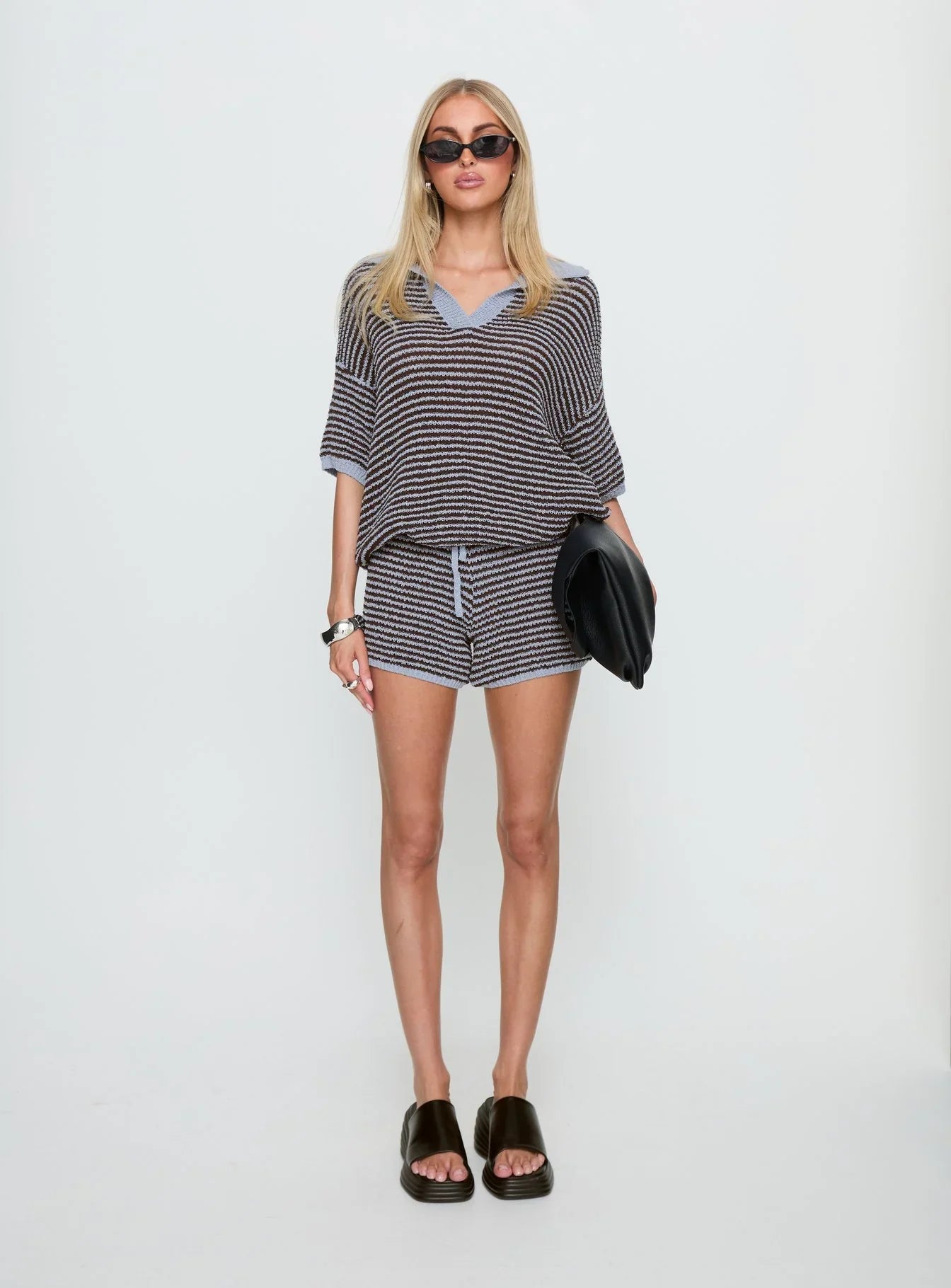 Serenique Knit Shorts Blue / Chocolate