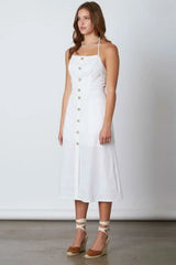 Parga White Tie Back Midi Dress
