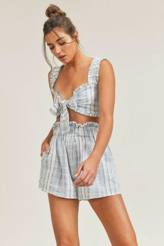 Beach House Blue and White Striped Two Piece Romper