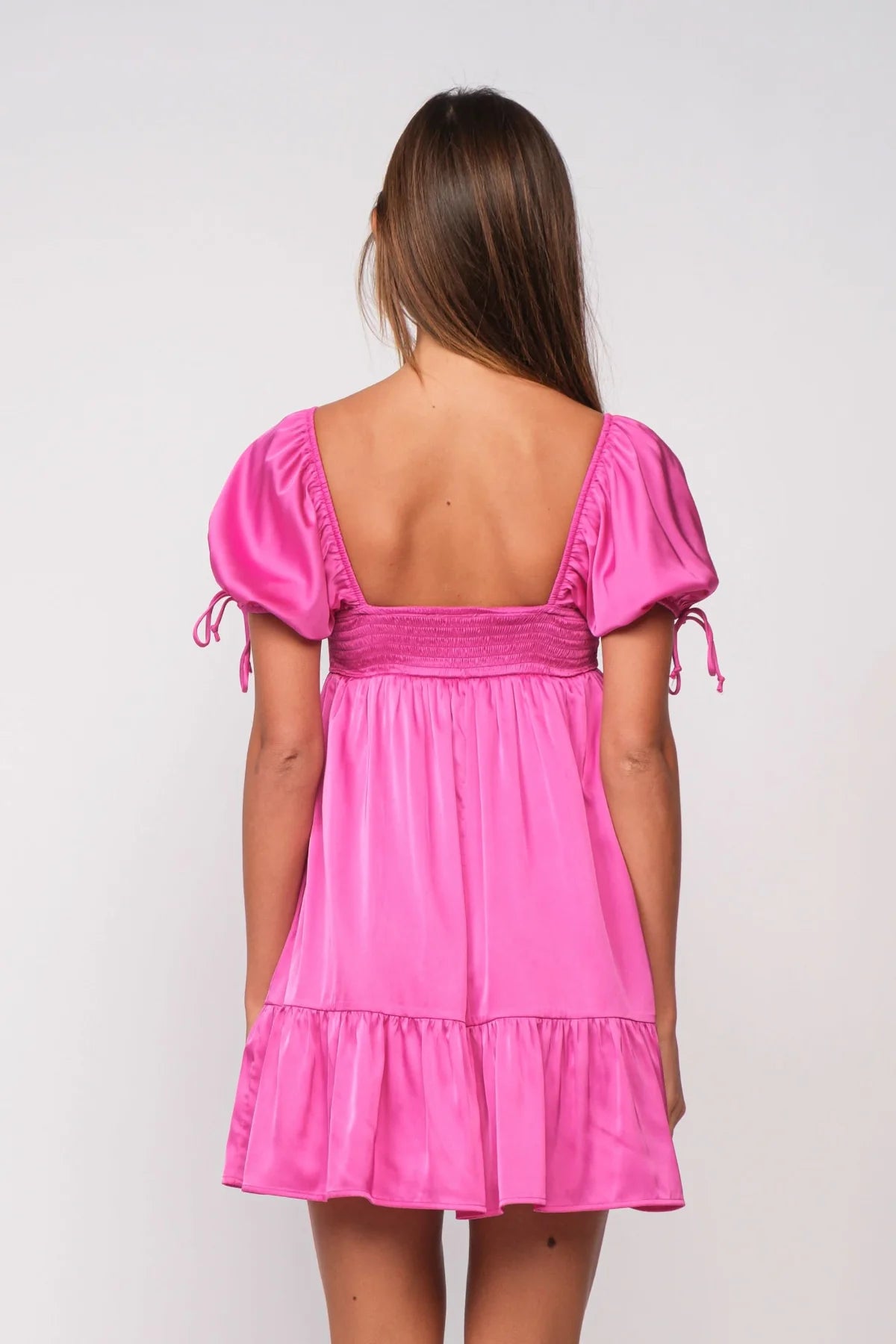 Addison Pink Puff Sleeve Mini Dress