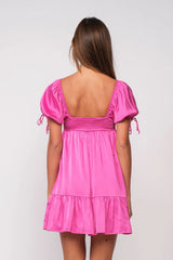Addison Pink Puff Sleeve Mini Dress