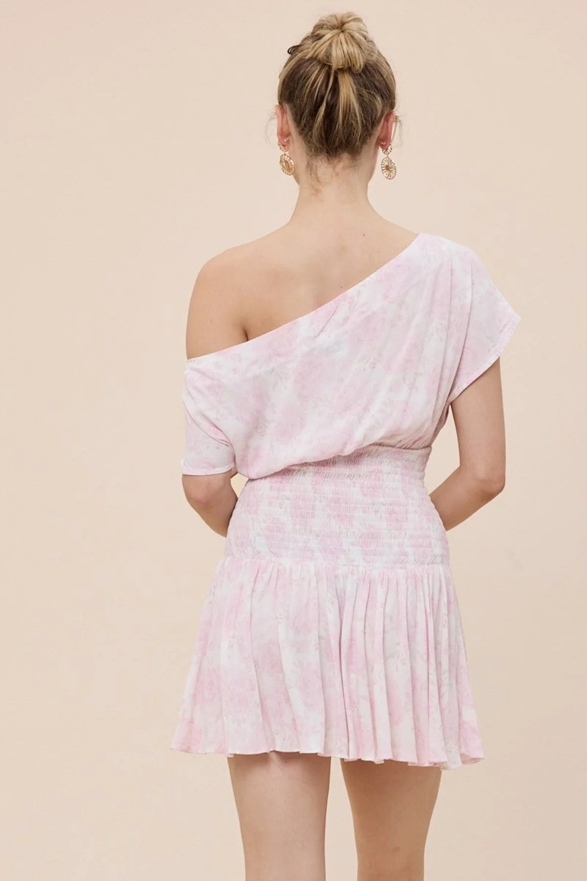 Roya Light Pink Floral Drop Waist Mini