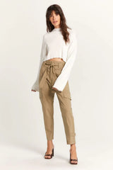 East Side Ivory Ribbed Knit Mock Neck Sweater
