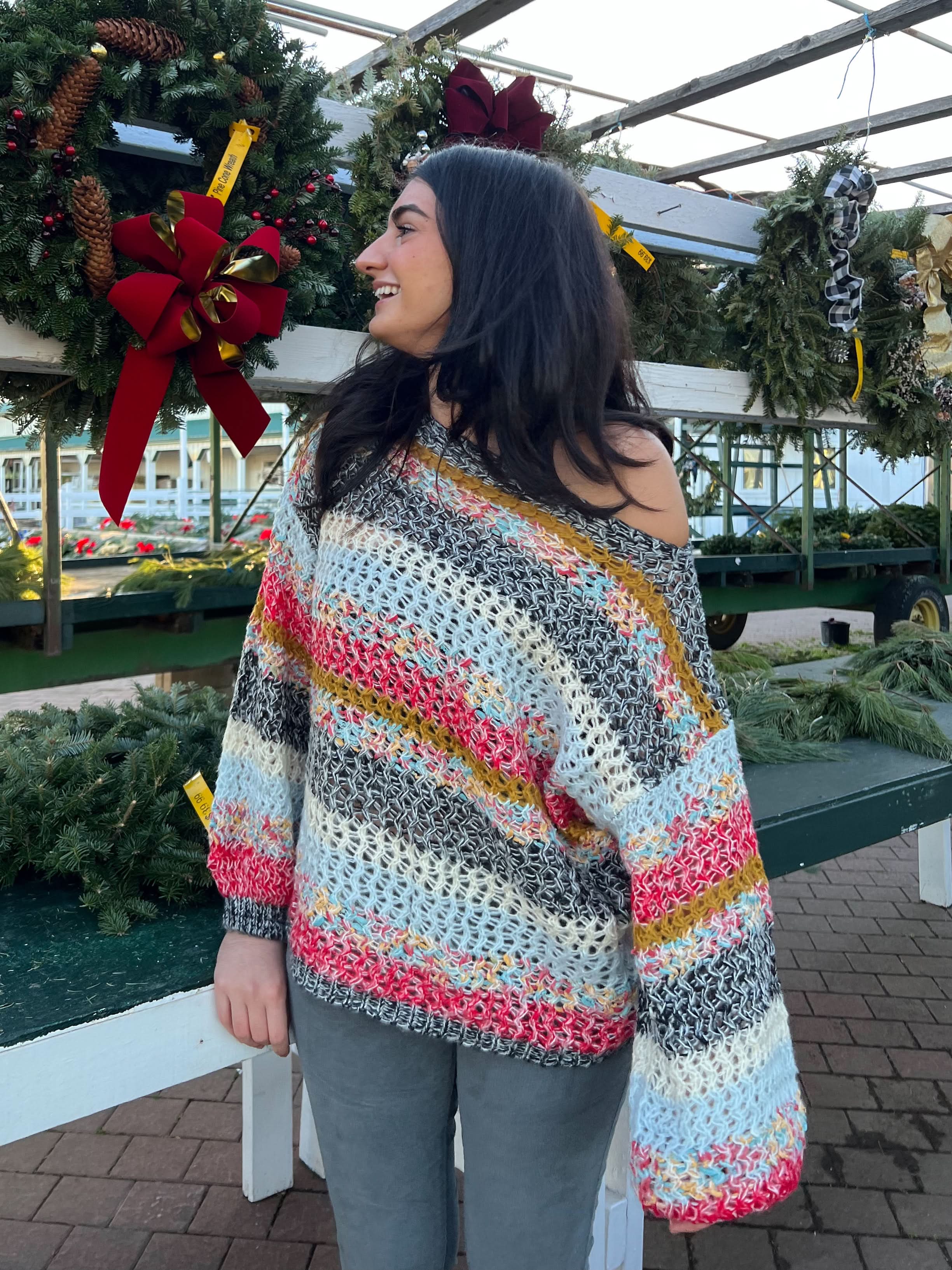 Andie Multi Color Striped Oversized Sweater