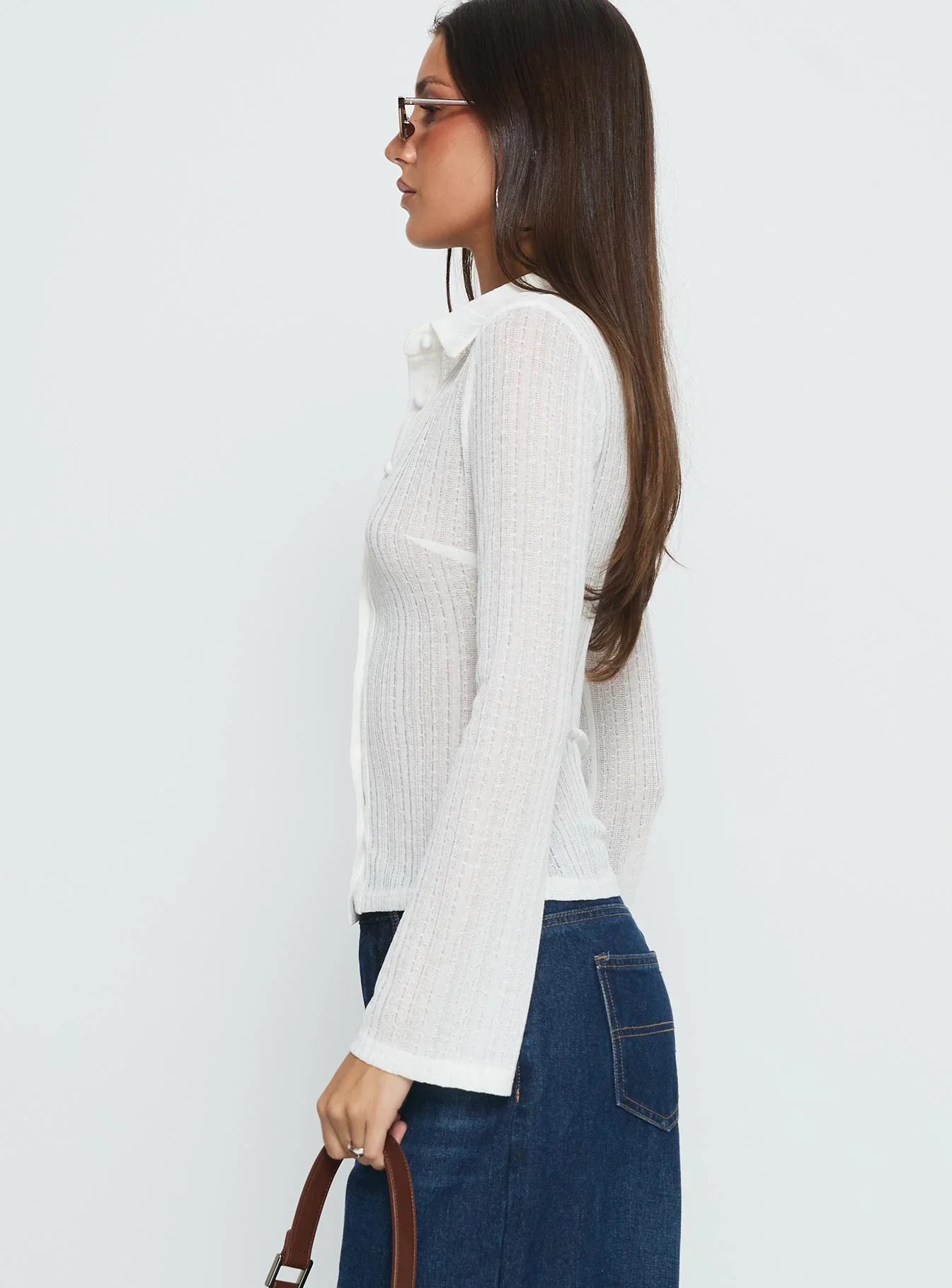 When You Sleep Long Sleeve Top White