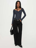 Colemane Mid Rise Wide Leg Jeans Black