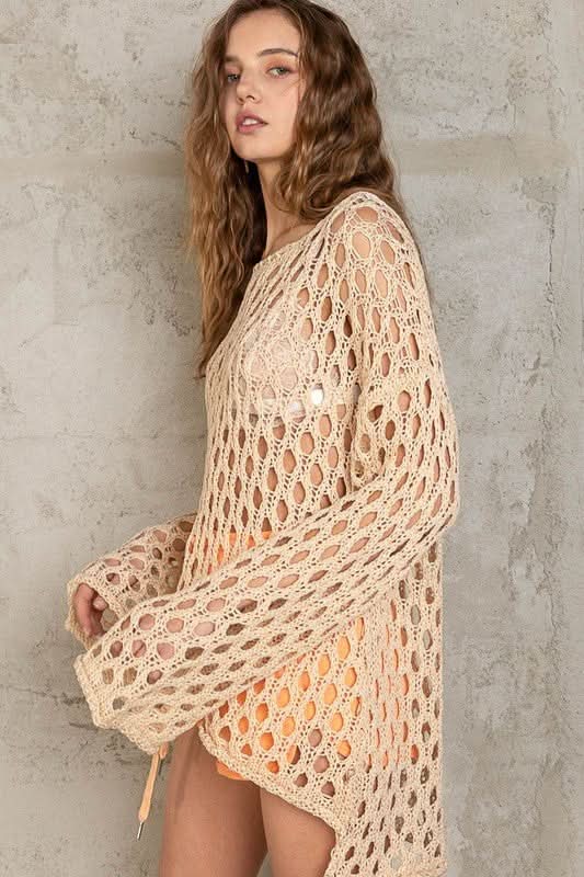 Nadia Yellow Sheer Crochet Sweater