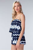 Seaside Navy Tie Dye Strapless Romper