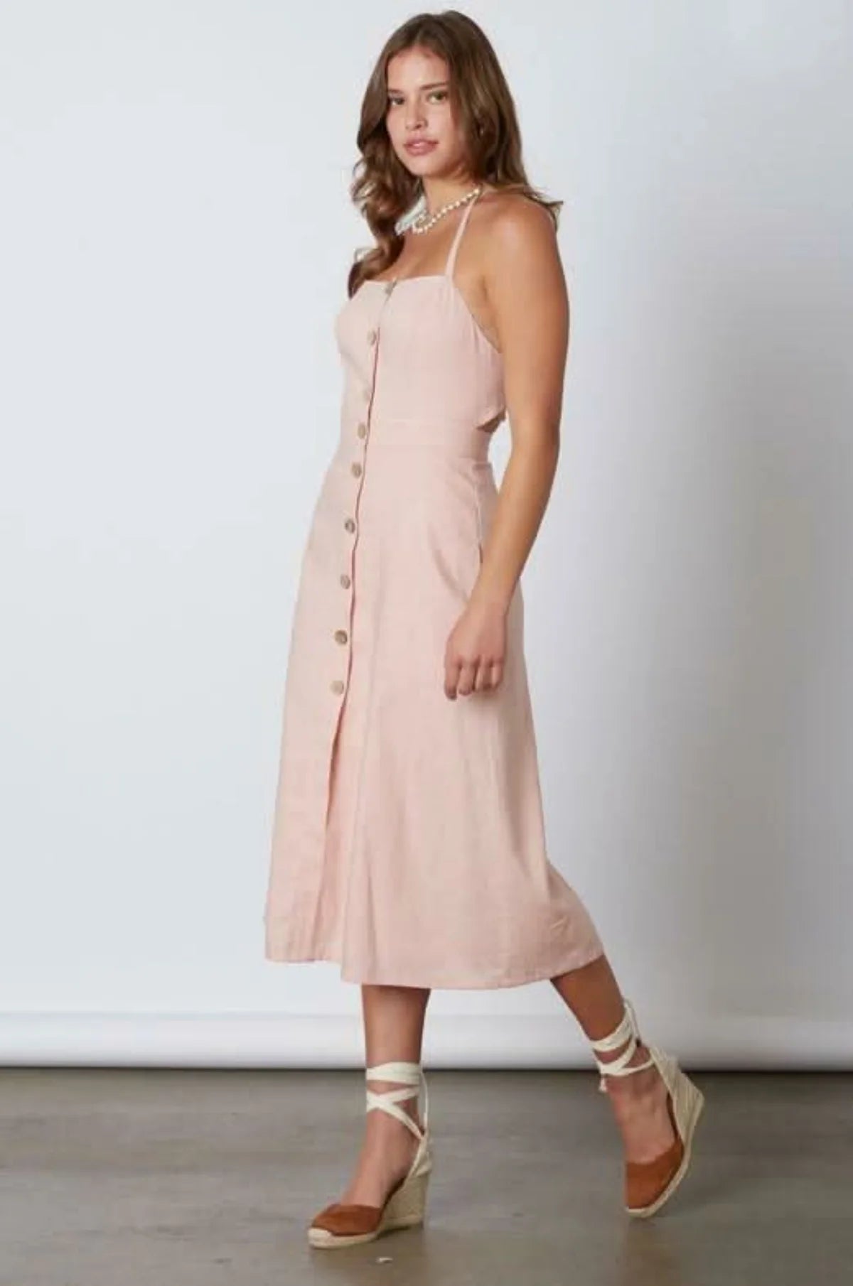 Parga Blush Tie Back Midi Dress
