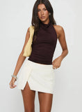 Off Kilter Split Mini Skirt White