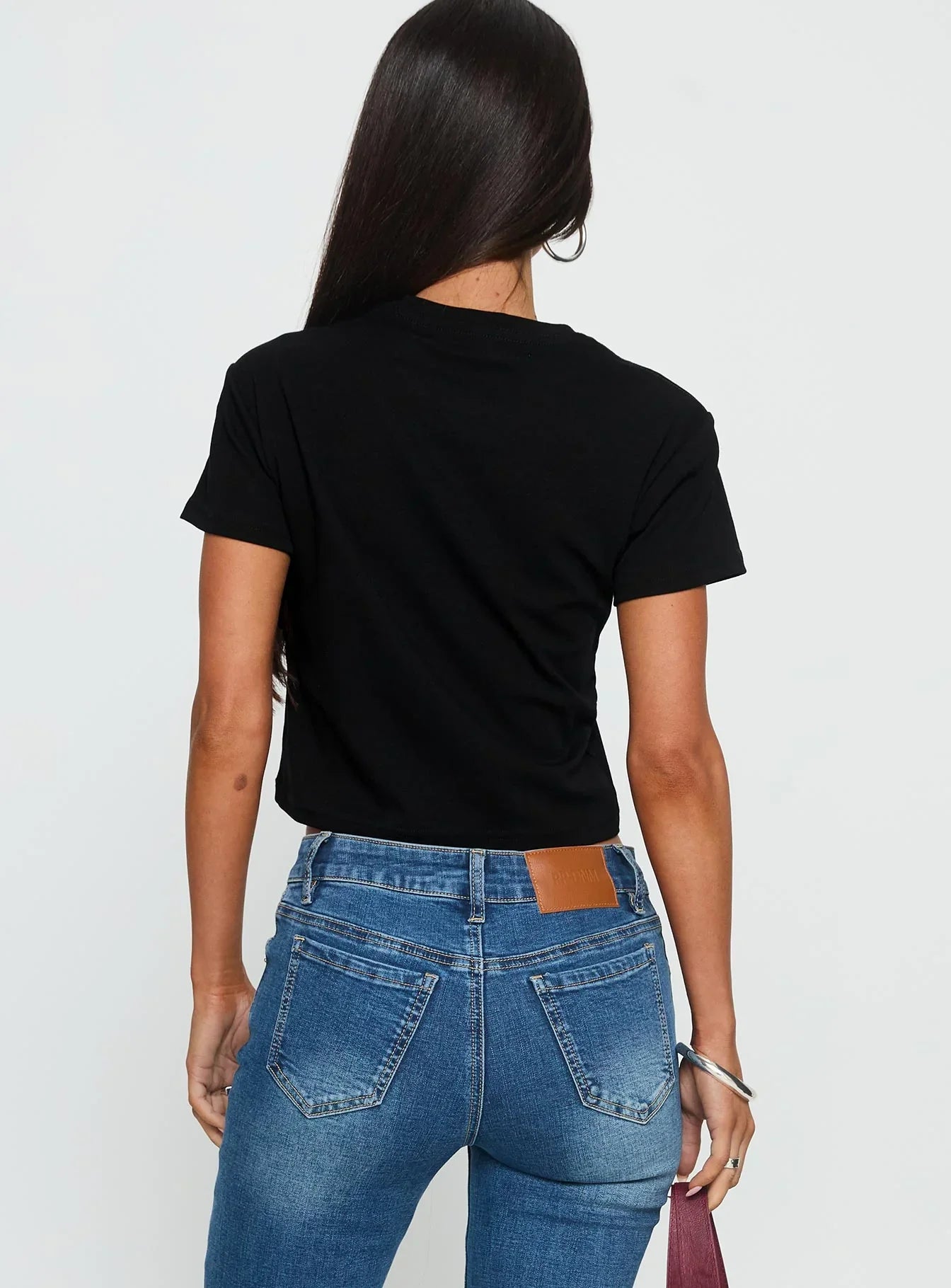 Text Dont Call Shimmer Graphic Top Black