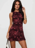 Vivre Mini Dress Burgundy Paisley