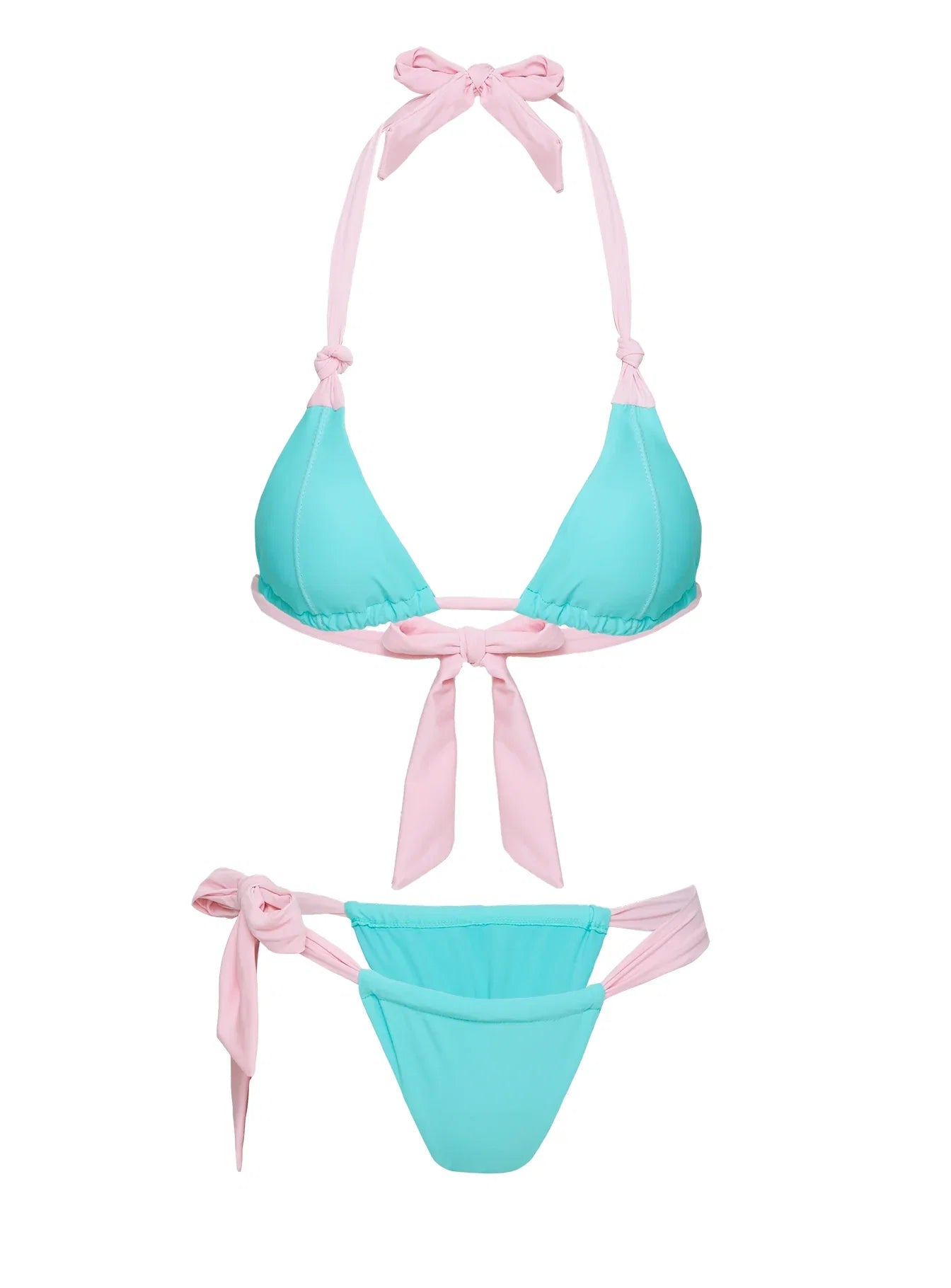 Angel Bay Triangle Bikini Top Turquoise Pink