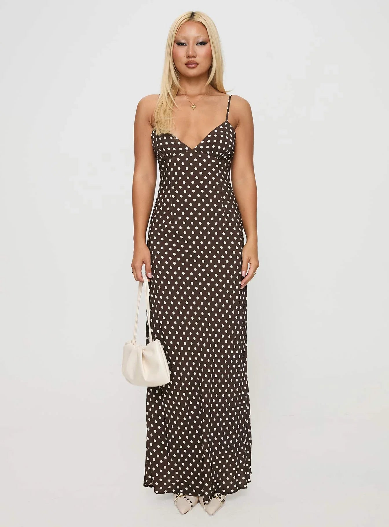 Jorjana Maxi Dress Brown / White Polka Dot