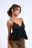 Lexi Black Ruffle Babydoll Cami Top