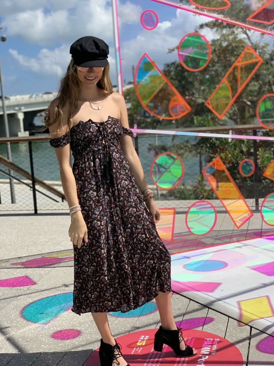 Allison Off the Shoulder Black Floral Print Jumpsuit