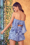 Monaco Navy Tie Dye Strapless Romper