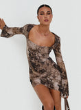 Suareza Long Sleeve Mini Dress Leopard