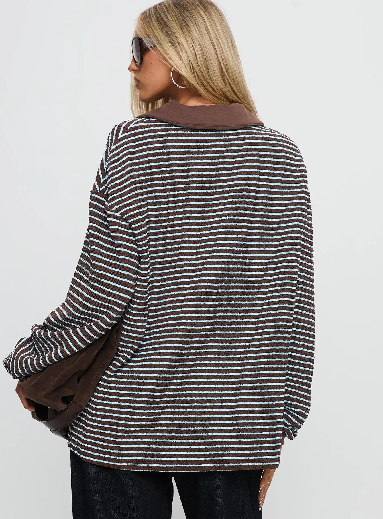 Rigbys Collared Jumper Brown Blue Stripe