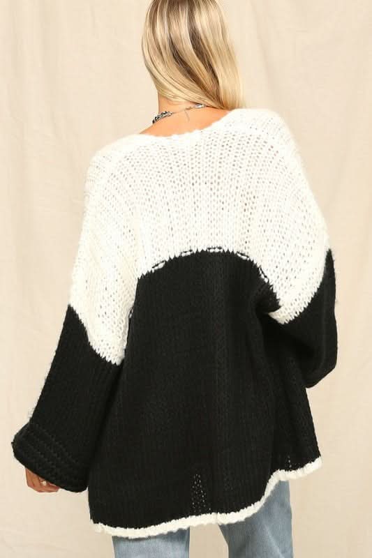 Kelly Black White Two Toned Cardigan