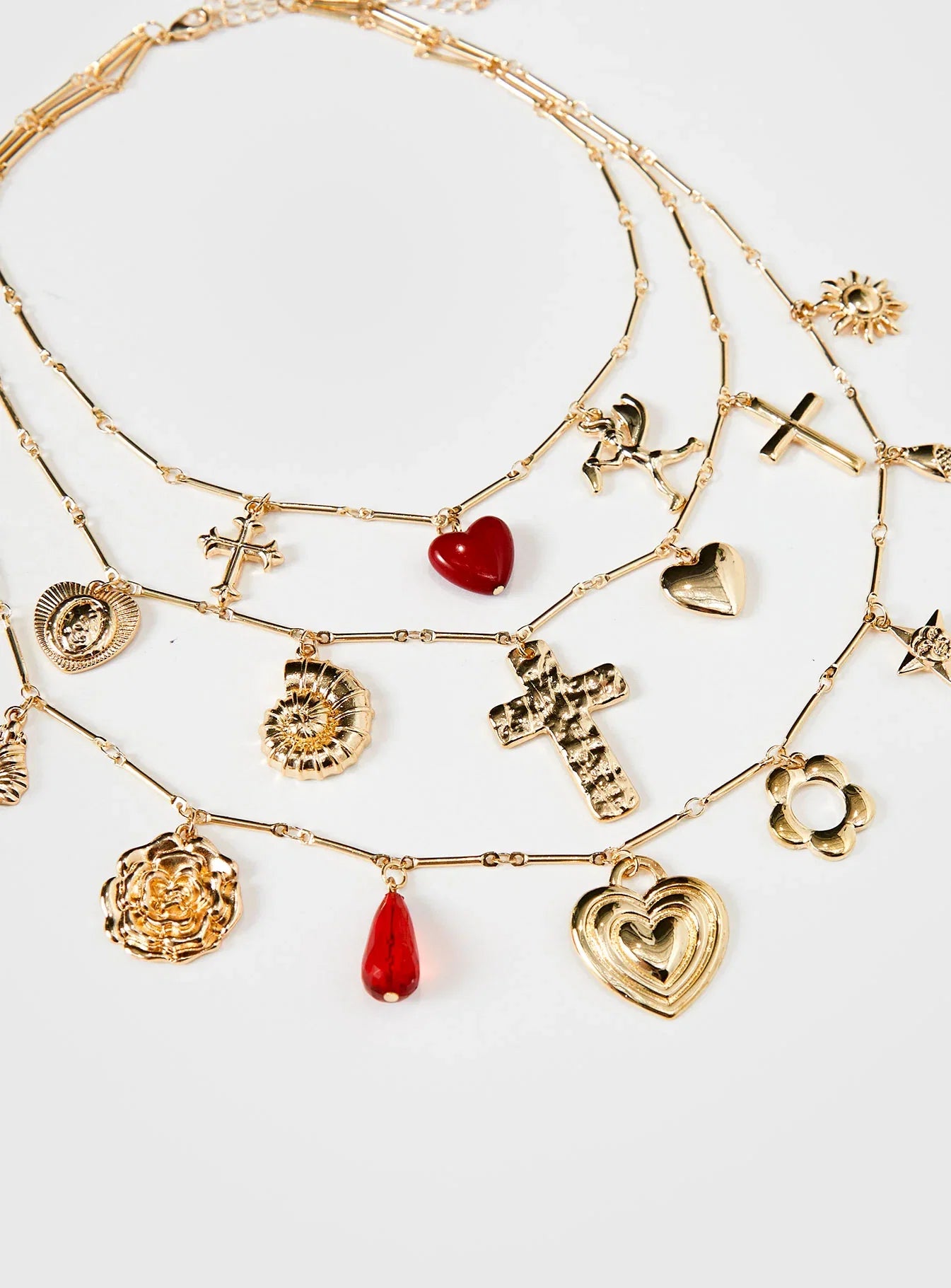 Cash Out Layered Charm Necklace Gold