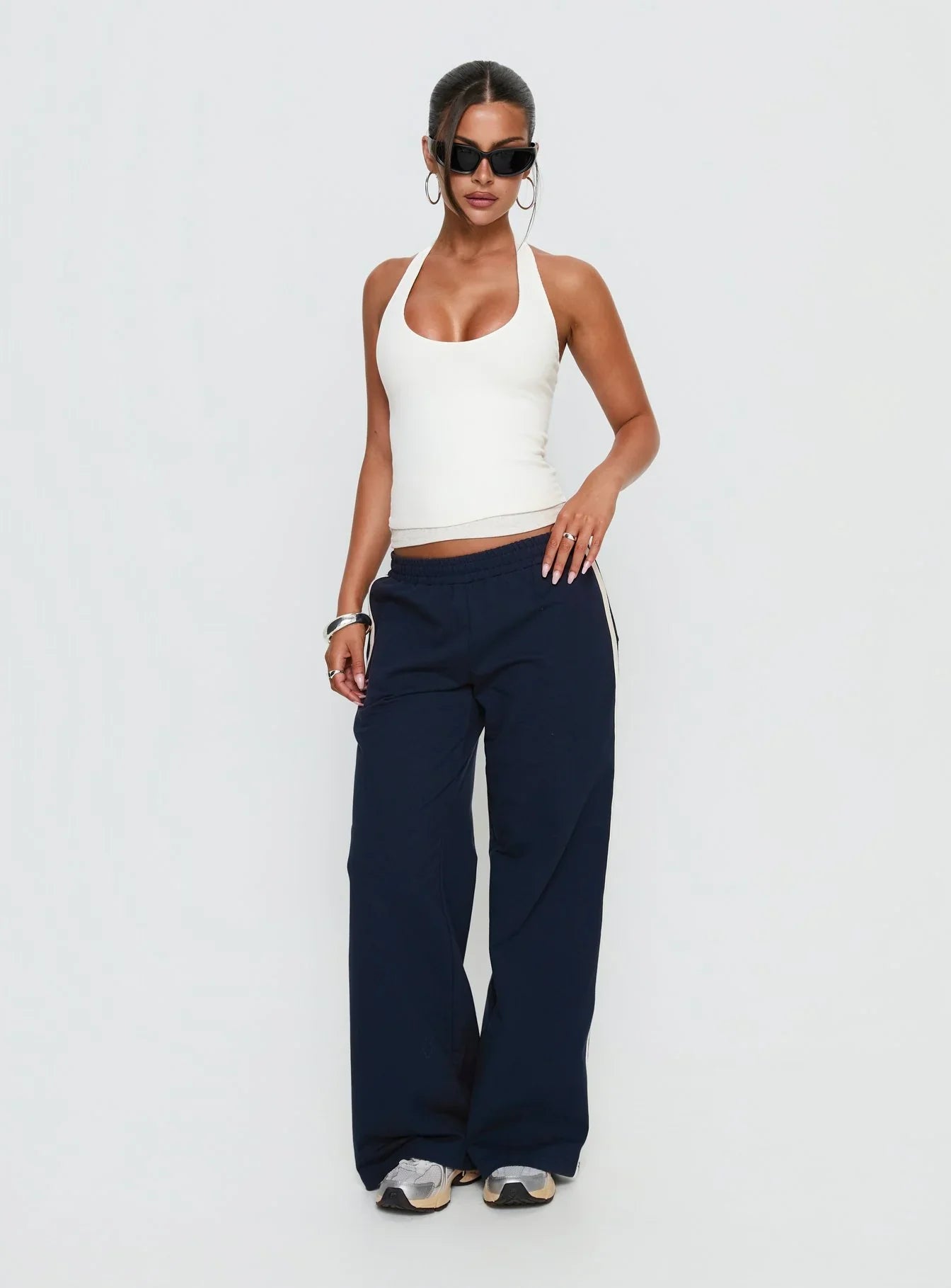 Debee Layered Halter Top White Grey