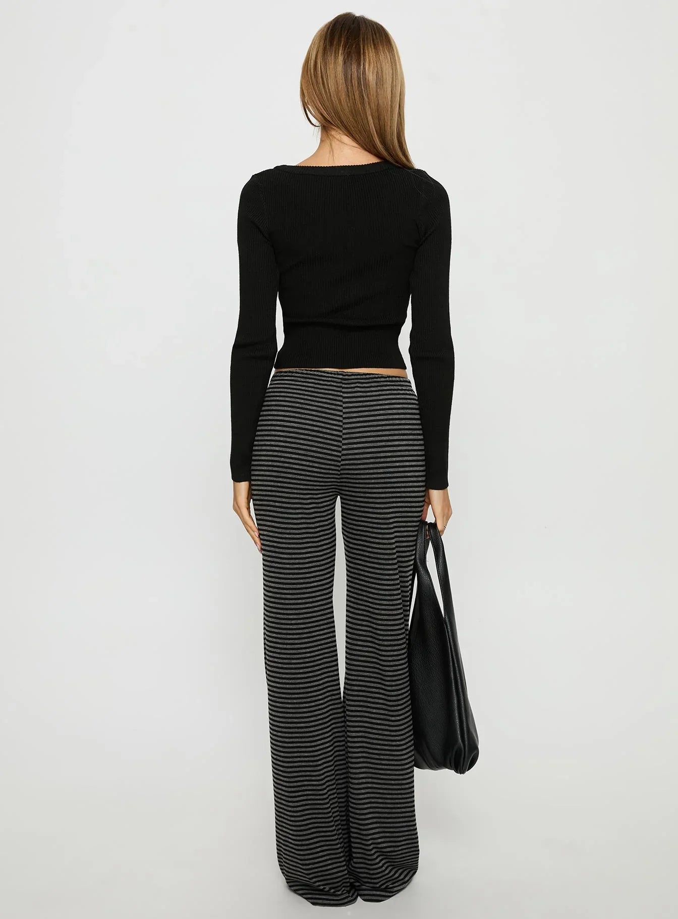 Alfreda Jersey Pants Grey Black Stripe
