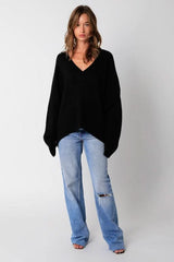 Leila Black V Neck Oversized Sweater