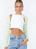 Aytan Bolero Sweater Green/White