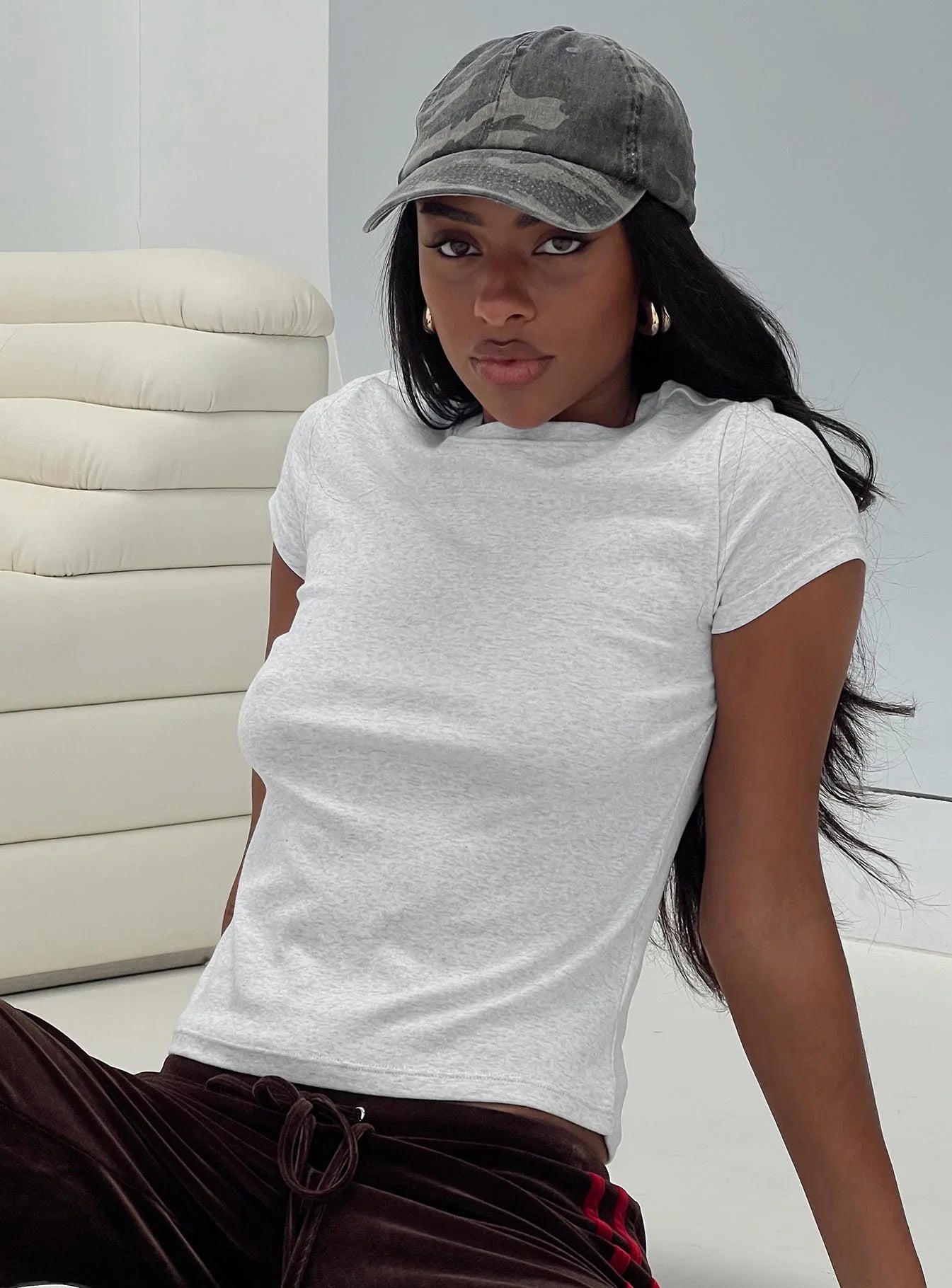 Prestige Longline Baby Tee Grey