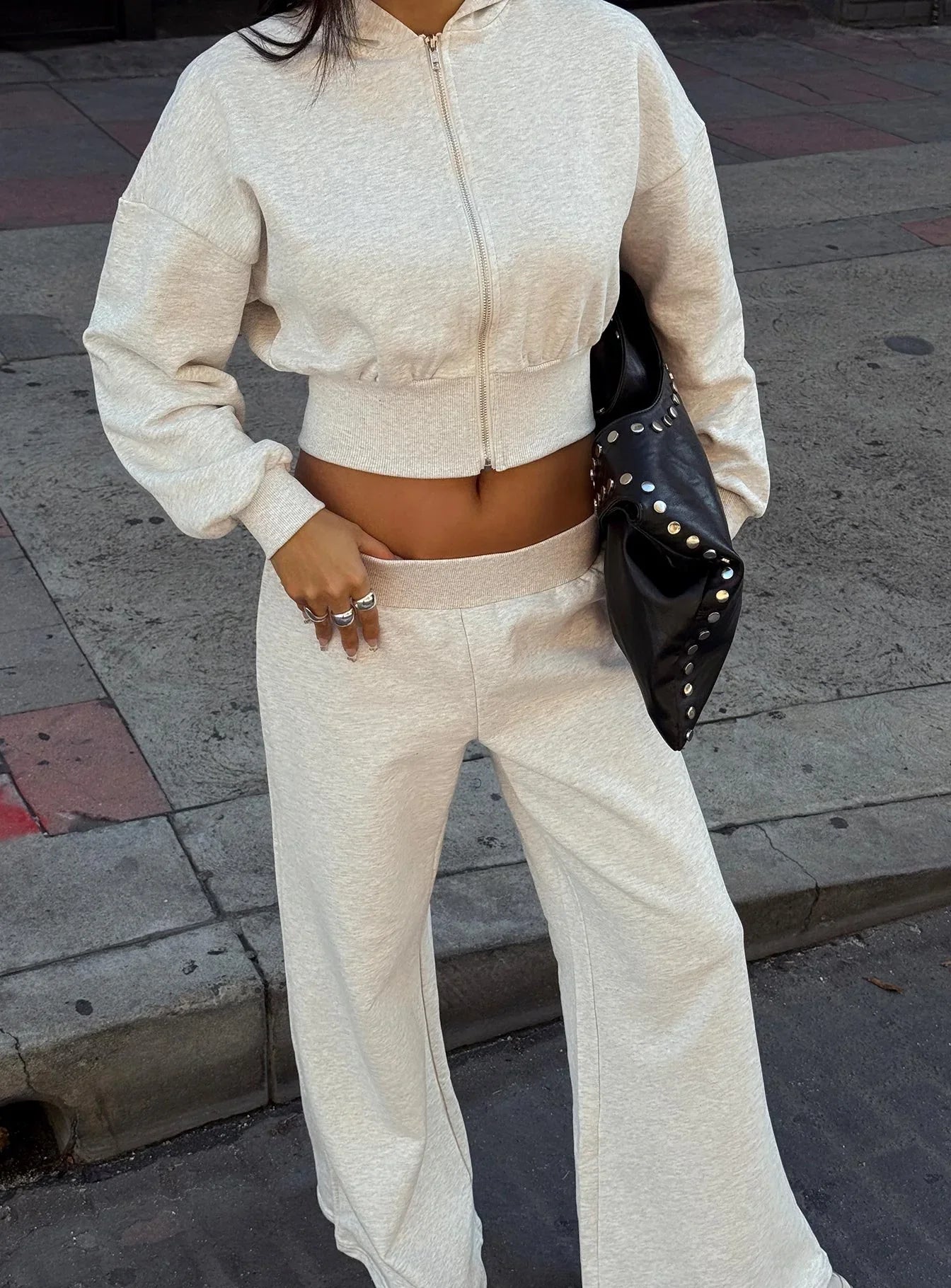 Daytime Cropped Blouson Hoodie Snow Marle