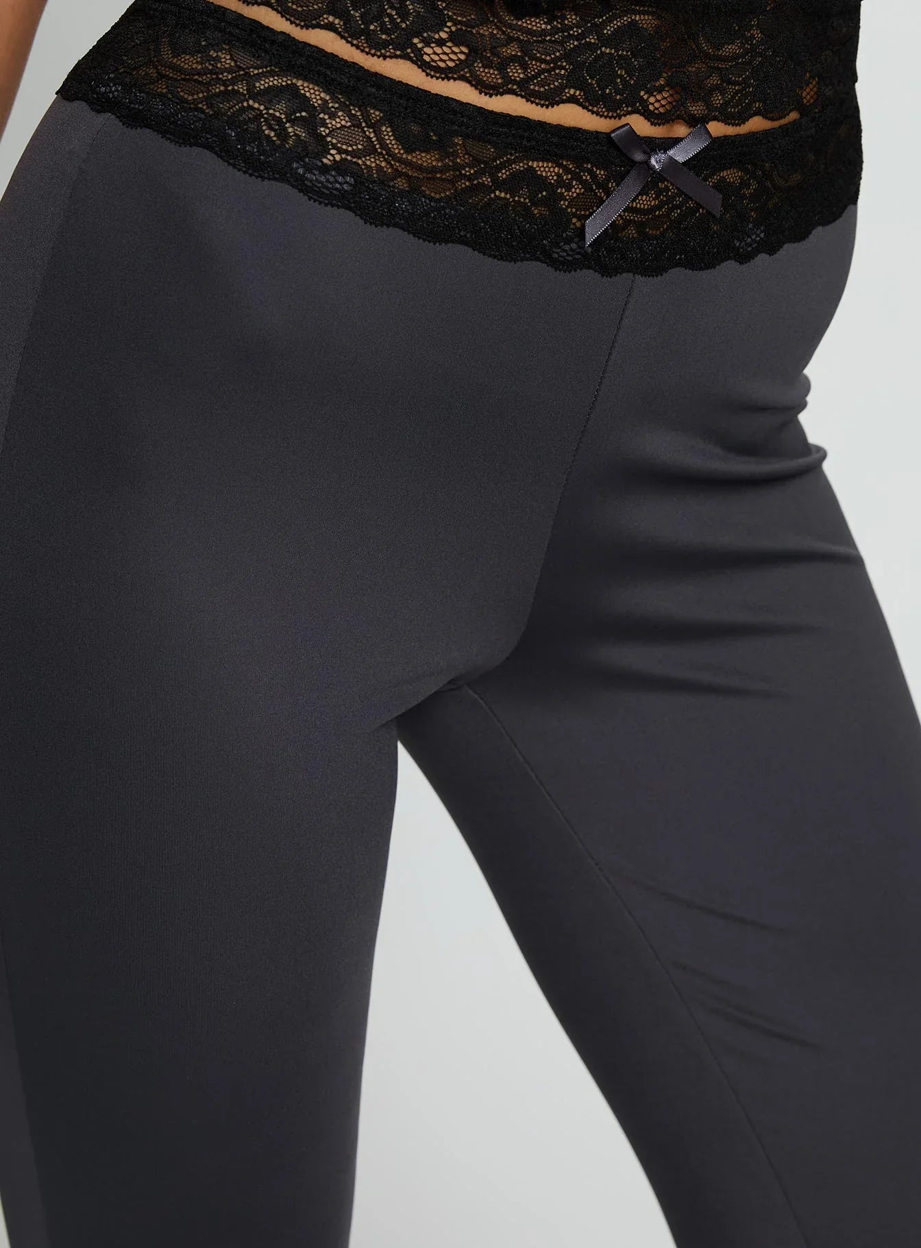 Georganna Lace Trim Flare Pant Charcoal