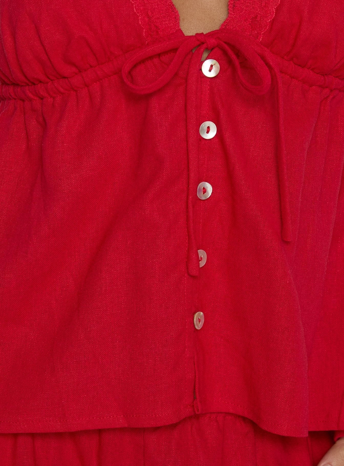 Cloud Crush Linen Halter Top Red
