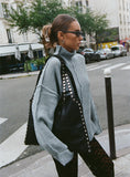 Lachlynn Oversized Knit Sweater Charcoal Marle