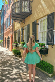 Lenah Green Eyelet Cutout Mini Dress