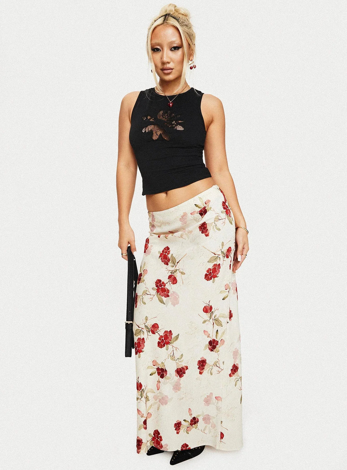 Jodie Maxi Skirt Cream Floral