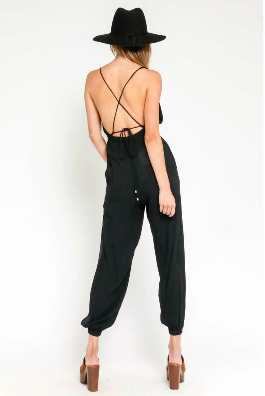 San Remo Black Backless Jumpsuit