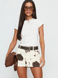 Maxa Denim Mini Skirt Cow Print