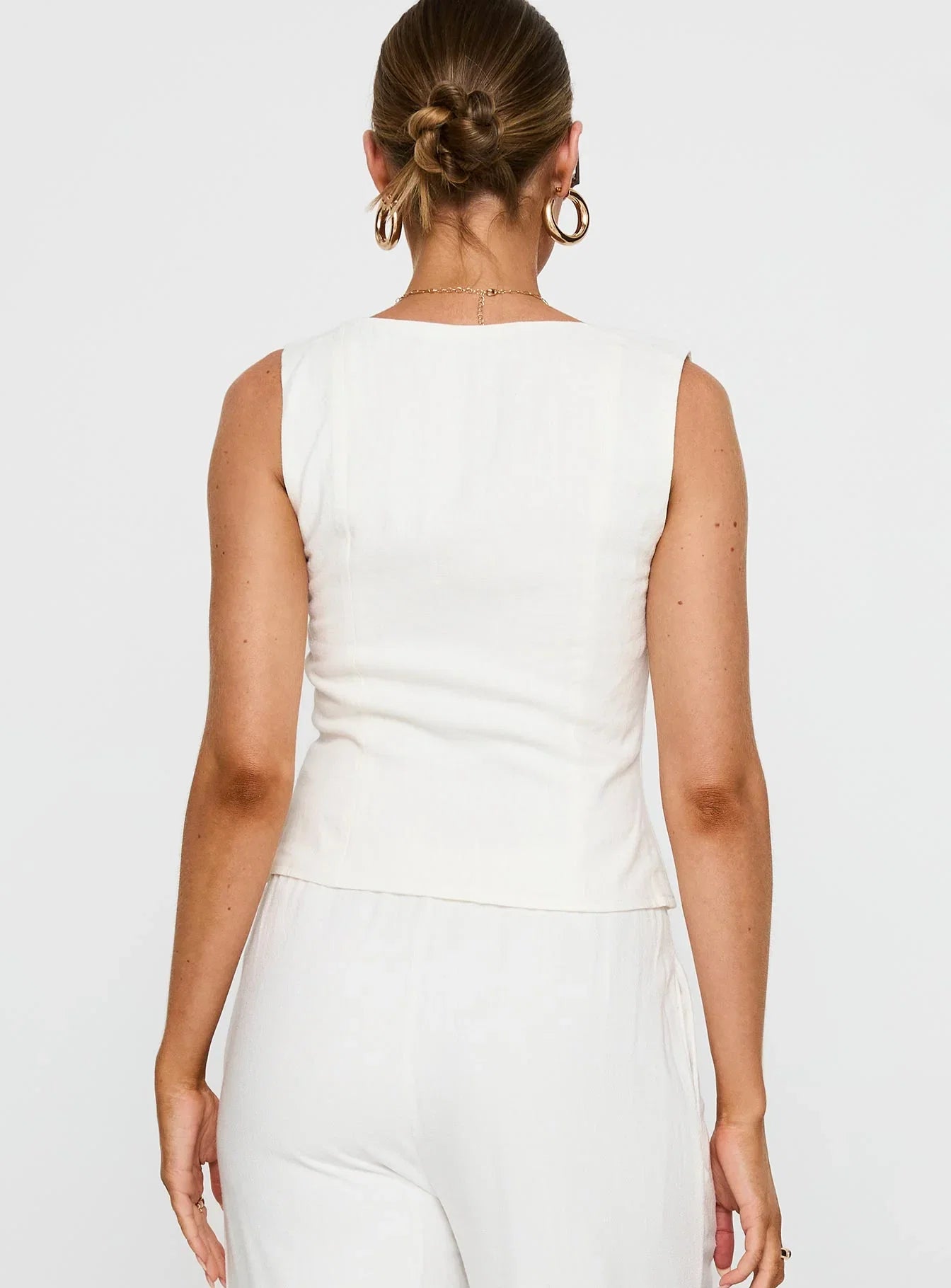 Zenda Linen Blend Top Off White