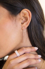 Ettika Elegantly Modern Chain and Crystal Strand 18K Gold Plated Earrings