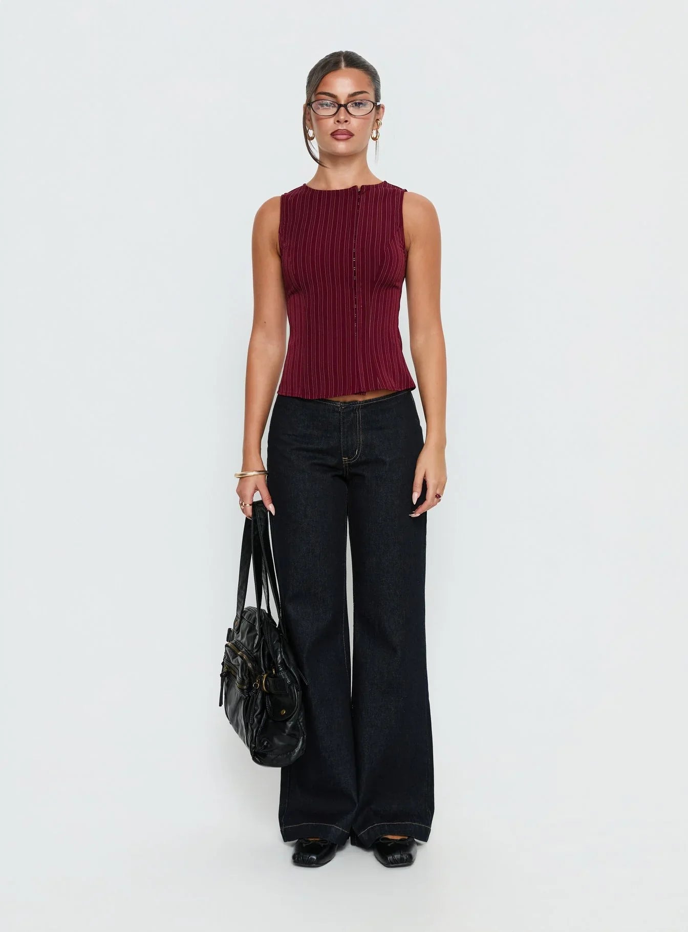Running Wild Top Burgundy Stripe