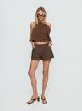 Vesperelle Elasticated Waist Shorts Brown Stripe