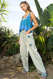 Luv Pacific Blue V Neck Tank Top