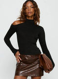 Normana Cold Shoulder Knit Top Black