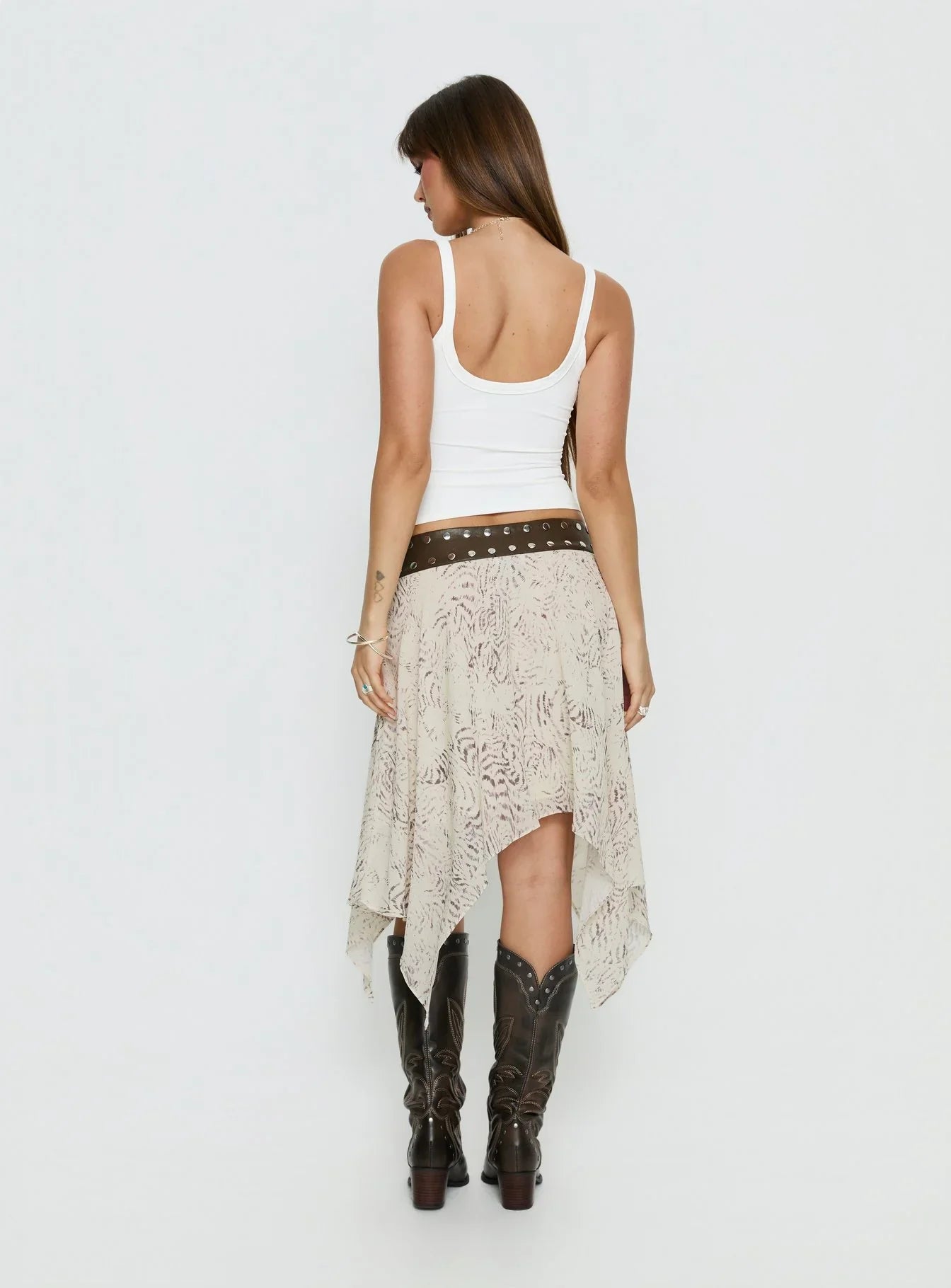 Dark Mirage Asymmetrical Midi Skirt Multi